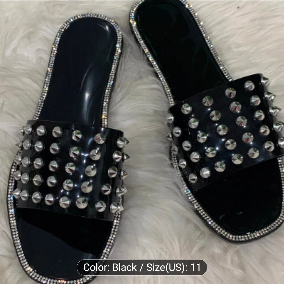 Black studed flats size 11
