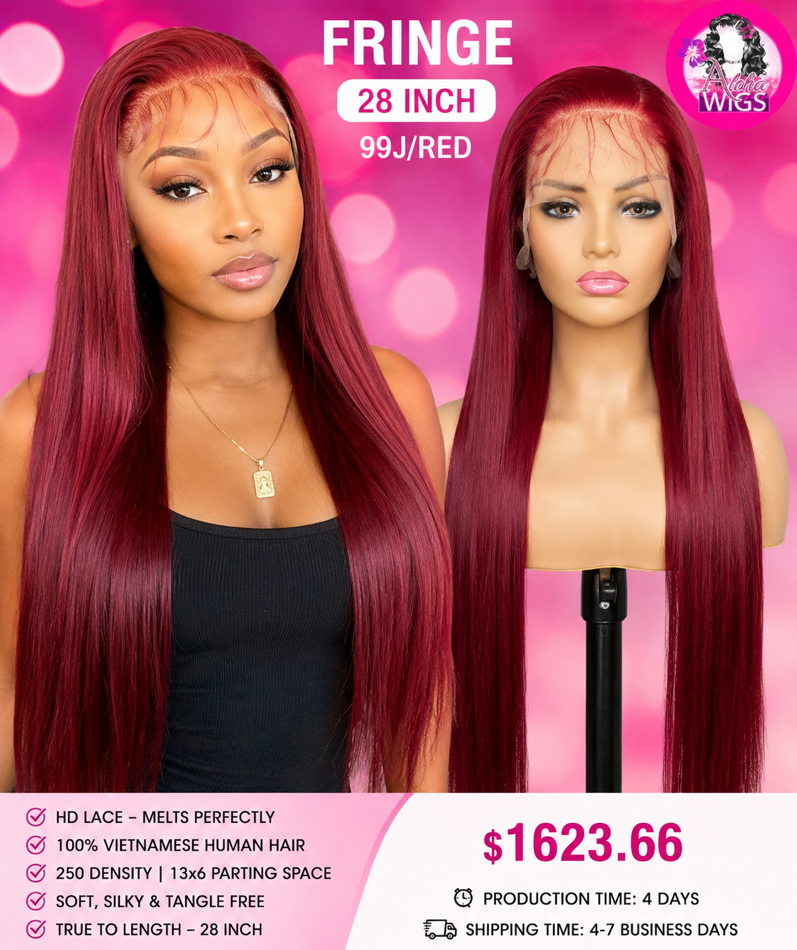 Fringe 28inch (Top Quality) HUMAN 250DENSITY